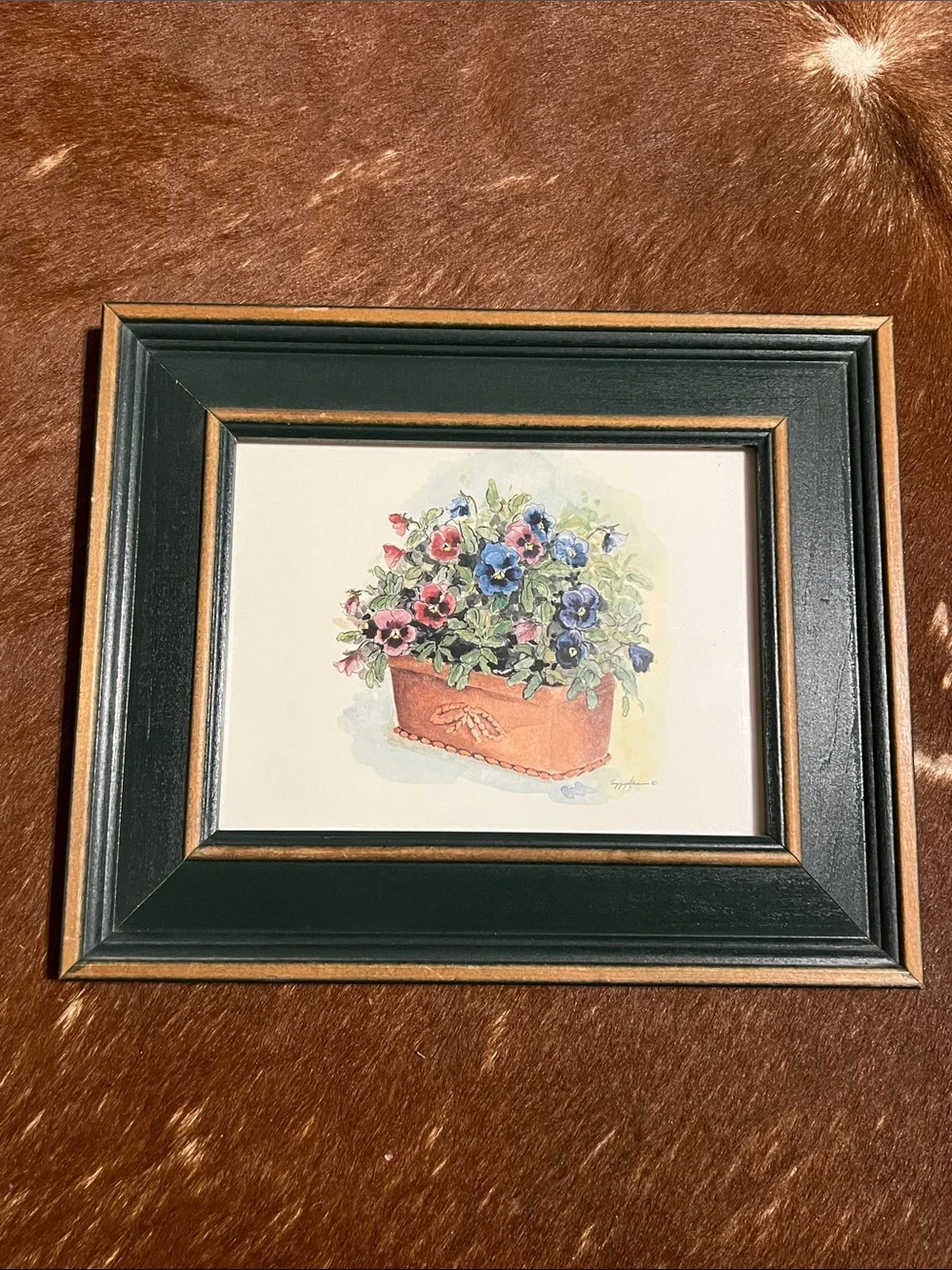Peggy Abrams American Artist Signed Pansy Print Framed